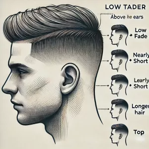 Low Taper to fryzura, która charakteryzuje się subtelnym cieniowaniem włosów zaczynającym się nisko, tuż nad uszami i w okolicach karku.